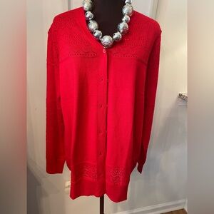NWT Vibrant Red Women's Cardigan 2XL